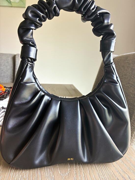 JW PEI Handbags - JW PEI Black Ruched Pleated Crescent Shoulder Bag Small Top Handle